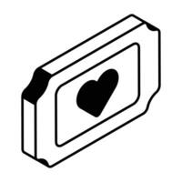 hart symbool binnen bioscoop ticket aanduiding concept icoon van Valentijn tik vector