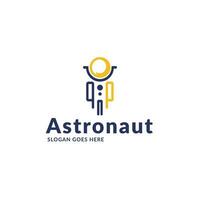 minimalistische astronaut logo ontwerp met simplistisch ruimte pak en helm vector