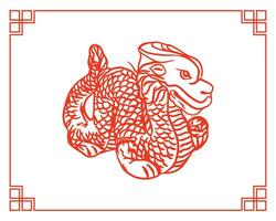 Chinese draak, vector. Chinese nieuw jaar. ontwerp element voor traditioneel groet kaarten, uitnodigingen, groot spandoeken, affiches, geschenk inpakken. vector