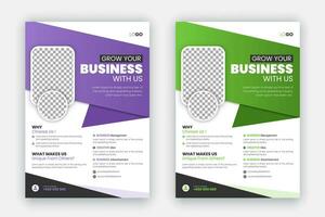 zakelijke modern creatief folder reeks ontwerp, professioneel en bedrijf brochure sjabloon, brochure, jaar- rapport, meetkundig lay-out met Purper en groen helling kleur vormen voor bedrijf Promotie vector