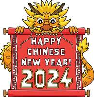 gelukkig Chinese jaar 2024 tekenfilm gekleurde clip art vector