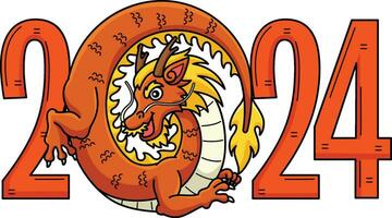 2024 jaar van de draak tekenfilm gekleurde clip art vector