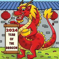 2024 jaar van de draak gekleurde tekenfilm vector