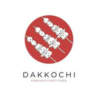 gemakkelijk logo Koreaans dakkochi dak-kkochi kip vleespen vector illustratie logo