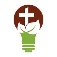kerk boom lamp vorm concept vector logo ontwerp. kruis boom logo ontwerp.