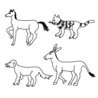 vector kinderen potlood reeks van schetsen van dieren in de het formulier van een hond en een kat