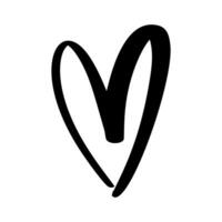liefde vector zwart hart vorm kader met borstel schilderij icoon. tekening hand- getrokken Valentijn dag logo. decor voor groet kaart, bruiloft, mok, foto overlays, poster ontwerp