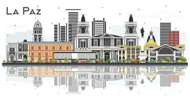 la paz Bolivia stad horizon met kleur gebouwen en reflecties geïsoleerd Aan wit. bedrijf reizen en toerisme concept met historisch architectuur. la paz stadsgezicht met oriëntatiepunten. vector