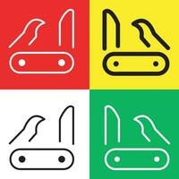 leger mes vector icoon, schets stijl icoon, van avontuur pictogrammen verzameling, geïsoleerd Aan rood, geel, wit en groen achtergrond.
