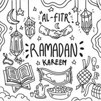hand- getrokken doodles element vieren Ramadan en eid al fitr vector eps 10