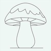 een lijn hand- getrokken mashroom schets vector illustratie