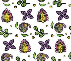 helder patroon met gestileerde etnisch Purper bloemen, vector illustratie