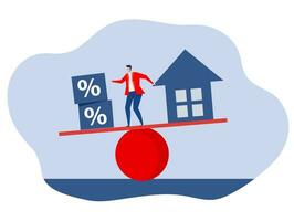 bedrijf huis interesseren tarieven balans en lening percentage financieel interesseren tarief en hypotheek tarief concept, met percentage icoon Aan schaal. vector