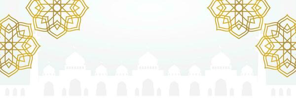 Islamitisch achtergrond, met mooi mandala ornamenten en moskee silhouetten. vector sjabloon voor banier, groet kaart voor Islamitisch vakantie, eid al fitr, Ramadan, eid al-adha