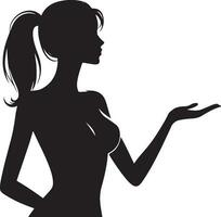 een vrouw presenteren iets vector silhouet