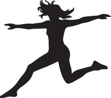 vrouw jumping Aan de lucht vector silhouet