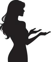 een vrouw presenteren iets vector silhouet