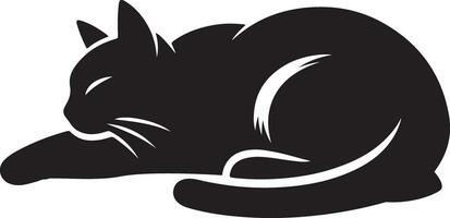een minimaal een kat slaap en aan het kijken droom vector kunst illustratie silhouet 21