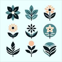 reeks van klein wilde bloemen en planten lijn kunst vector botanisch illustratie. modieus groen hand- getrokken zwart inkt schetsen verzameling. modern ontwerpen voor, muur kunst, branding en verpakking.