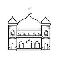 moskee of masjid gebouw voor bidden icoon vector illustratie schets geïsoleerd Aan plein wit achtergrond. gemakkelijk vlak zwart en wit monochroom minimalistische tekenfilm kunst gestileerd tekening.