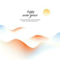 gelukkig nieuw jaar achtergrond met oranje en blauw golven vector