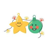 nieuw jaar en Kerstmis ster en bal. tekenfilm illustratie vector