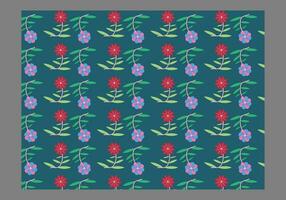 een patroon met bloemen en bladeren Aan een blauw achtergrond vector
