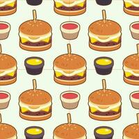 hamburger met chili saus en ketchup naadloos patroon vector