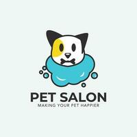 huisdier salon logo gemakkelijk icoon met hoofd hondje illustratie ontwerp vector