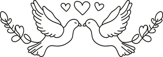 paar duif van liefde, vector van duif lijn kunst illustratie , Valentijnsdag dag concept, romantisch symbool, liefde thema, decoratief, romantisch vogels, Valentijnsdag decoratie, paar vogelstand
