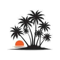 silhouet van palm bomen Aan een strand. vector illustratie.