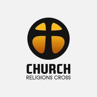 kerk kruis logo. gemakkelijk religie vector ontwerp. geïsoleerd met zacht achtergrond.