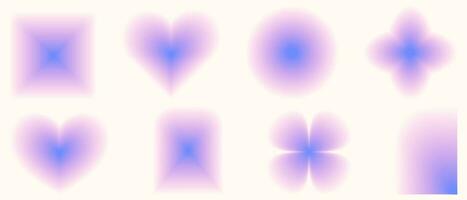 vector, vervaagd, helling vormen, wazig bloem of hart aura elementen, vierkant, boog. y2k stijl wazig helling vormen. vector