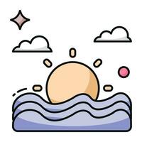 een perfect ontwerp icoon van oceaan zonsondergang vector