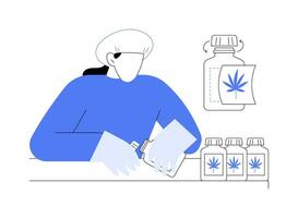 medisch marihuana verpakking en etikettering abstract concept vector illustratie.