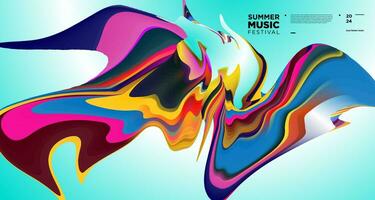 kleurrijk abstract vloeistof elektronisch zomer muziek- festival vector banier