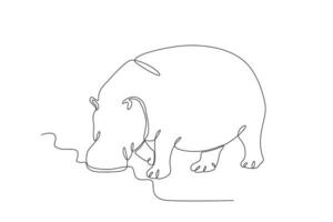 een nijlpaard is op zoek voor voedsel vector
