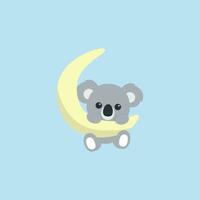 schattig koala Aan maan vlak ontwerp, vector illustratie