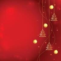 rood Kerstmis achtergrond in gouden lijn stijl vector