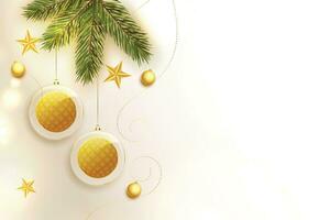 Kerstmis achtergrond met gouden glas snuisterij en Kerstmis elementen vector