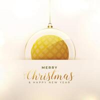 vrolijk Kerstmis gouden glas snuisterij decoratie achtergrond vector