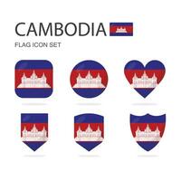 Cambodja 3d vlag pictogrammen van 6 vormen allemaal geïsoleerd Aan wit achtergrond. vector