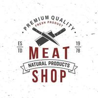 slager vlees winkel insigne of etiket met keuken mes. vector. wijnoogst typografie logo ontwerp met keuken mes silhouet. elementen Aan de thema van de vlees winkel, markt, restaurant vector