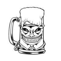 illustratie van een bier glas met een monster gezicht vector