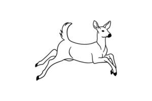 lijn kunst illustratie van een hert jumping vector
