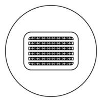auto radiator voertuig onderhoud auto onderdelen detail concept icoon in cirkel ronde zwart kleur vector illustratie beeld schets contour lijn dun stijl