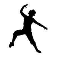 silhouet van een mannetje danser in actie houding. silhouet van een slank Mens in dansen houding. vector