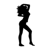 silhouet van een slank vrouw in dans houding. silhouet van een vrouw dansen. vector