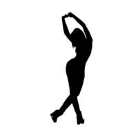 silhouet van een slank vrouw in dans houding. silhouet van een vrouw dansen. vector