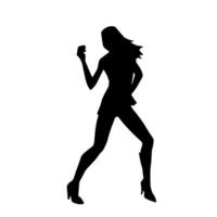 silhouet van een slank vrouw in dans houding. silhouet van een vrouw dansen. vector